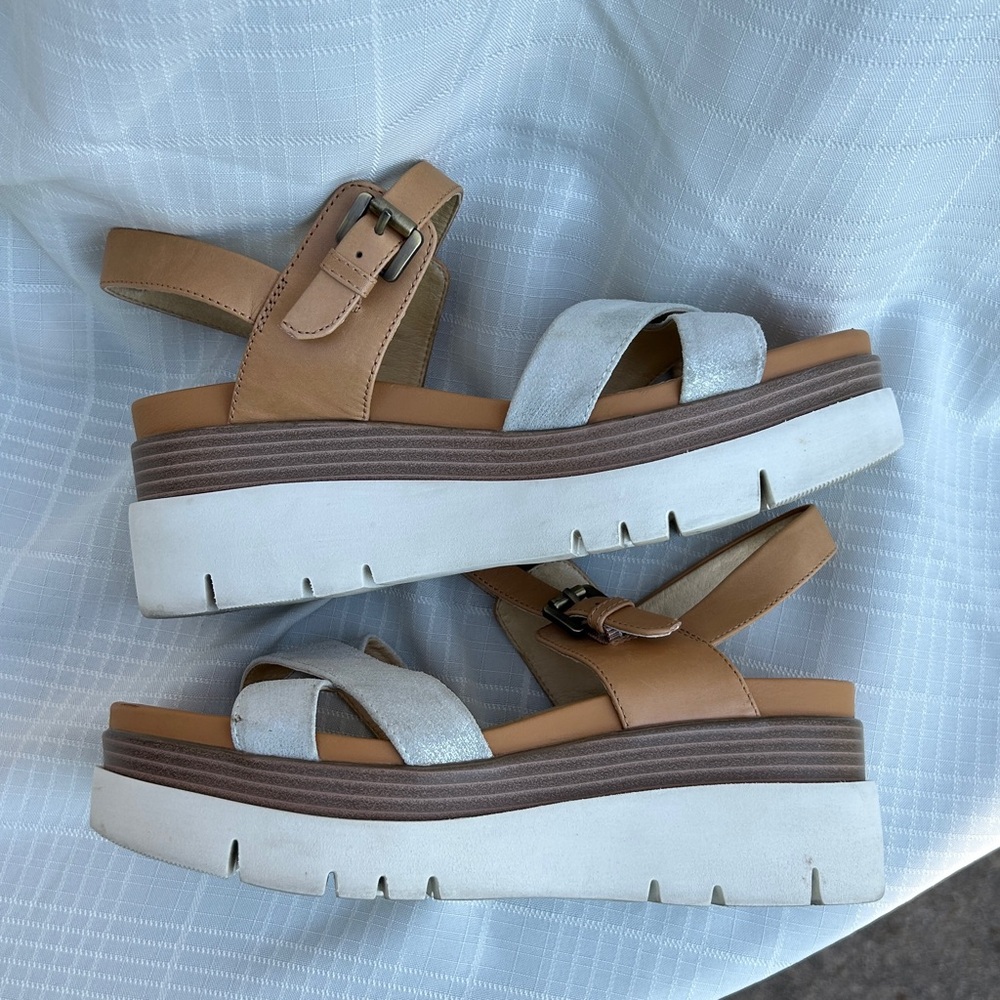 Geox Stylish Tan and White Women's Sandals sz8 - Picture 12 of 13